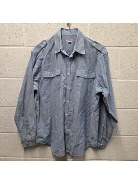 J Peterman Shirt Mens Size M Medium Button Up Dress Cotton Denim 23x33